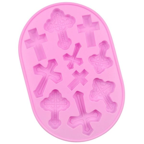 10 Grids Vintage Cross Silicone Chocolate Mould Cake Decoration Molds (Pink) - Image 2