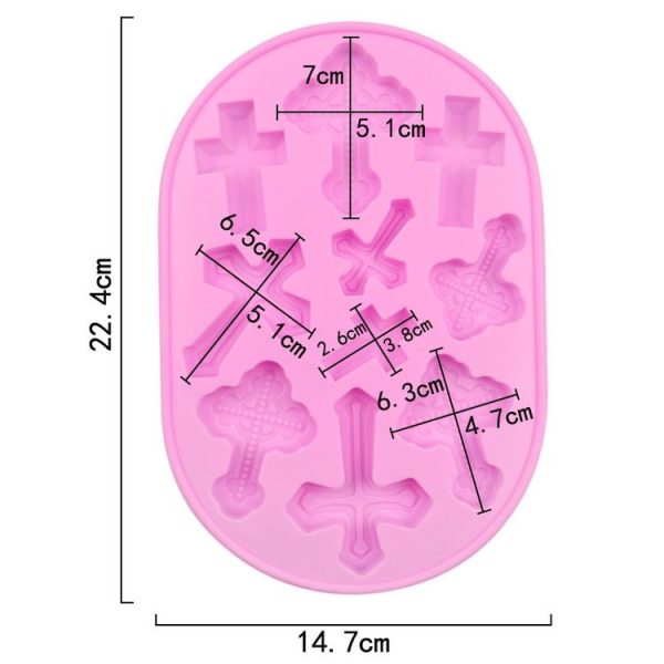 10 Grids Vintage Cross Silicone Chocolate Mould Cake Decoration Molds (Pink) - Image 3