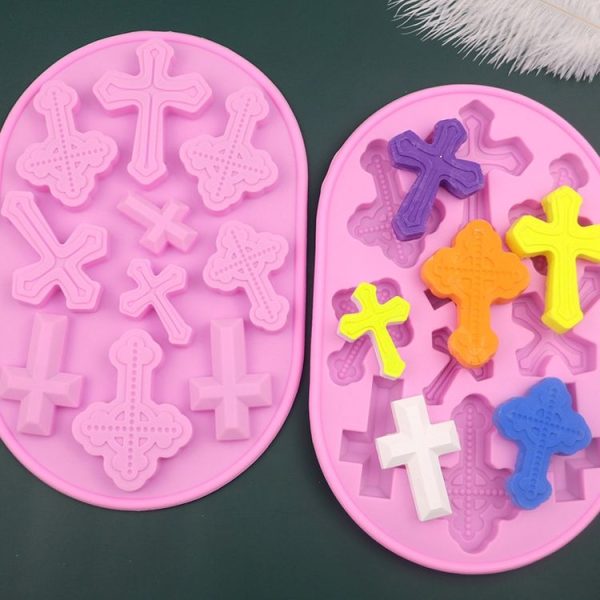 10 Grids Vintage Cross Silicone Chocolate Mould Cake Decoration Molds (Pink) - Image 4