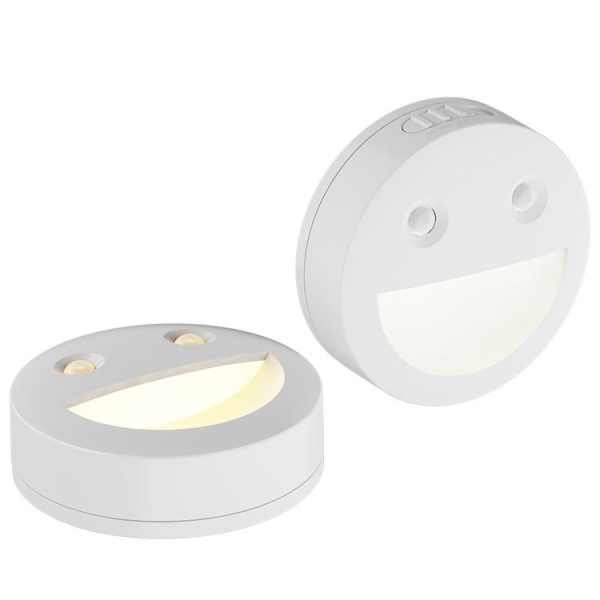 Smiley Face Smart Sensor Night Light Magnetic Wireless Aisle Light (White) - Image 2