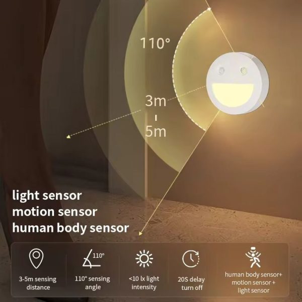 Smiley Face Smart Sensor Night Light Magnetic Wireless Aisle Light (White) - Image 4