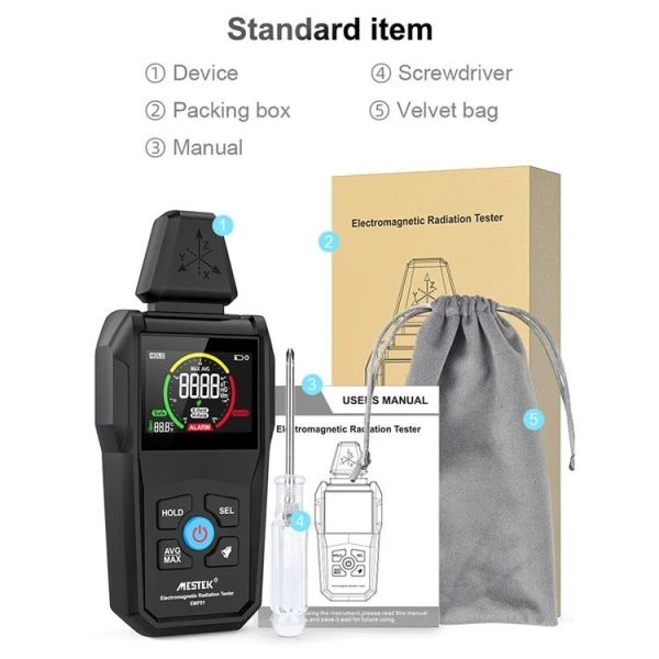 MESTEK EMF01 Electromagnetic Radiation Detector Highly Sensitive 3-Axis Sensing Probe - Image 10