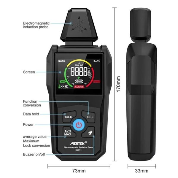 MESTEK EMF01 Electromagnetic Radiation Detector Highly Sensitive 3-Axis Sensing Probe - Image 9