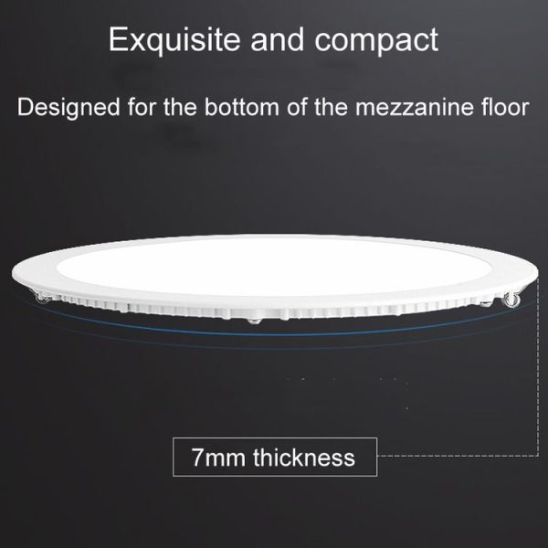 Recessed Concealed Ceiling Downlight Household Wide Voltage Thin Tube Panel Light, Model: 3W Round Opening 75mm (6000K White Light) - Image 7
