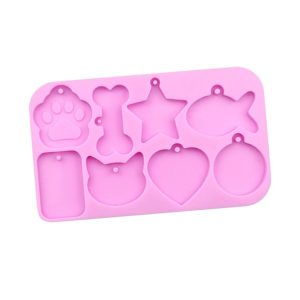 8 Grids Cats Paw Pentagram Love Fish Molds Silicone Drip Mould (Pink)