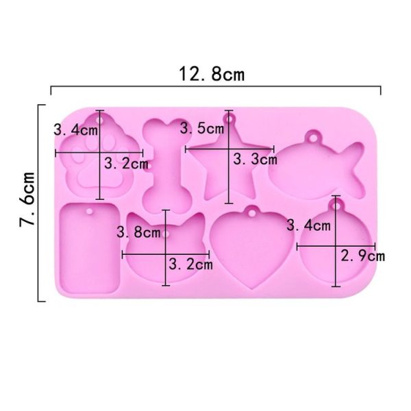 8 Grids Cats Paw Pentagram Love Fish Molds Silicone Drip Mould (Pink) - Image 3