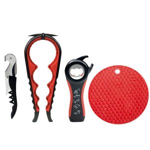 Multifunctional 4 In 1 Bottle Opener Household Saving Force Opener Style 1 (Black Red)