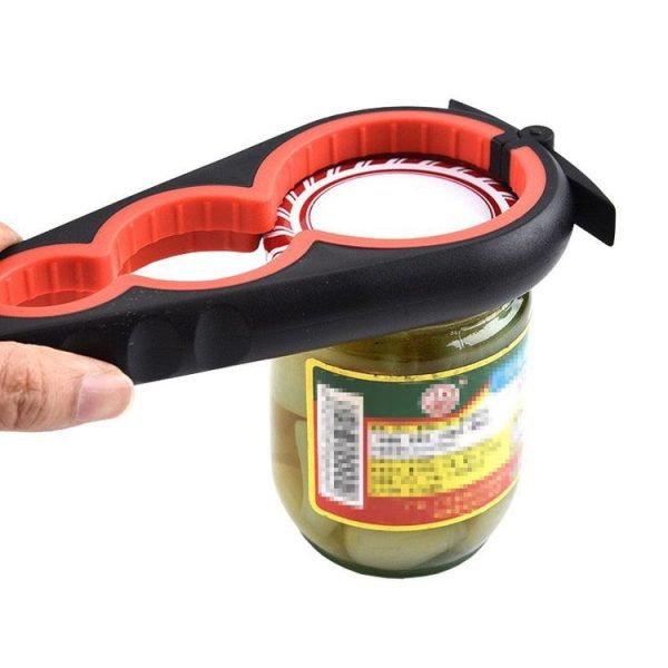 Multifunctional 4 In 1 Bottle Opener Household Saving Force Opener Style 1 (Black Red) - Image 2