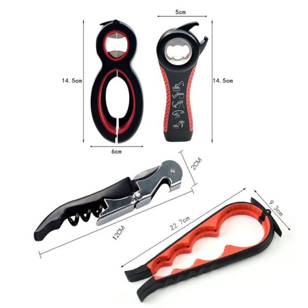 Multifunctional 4 In 1 Bottle Opener Household Saving Force Opener Style 1 (Black Red) - Image 7