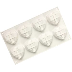 8 Grids Two Rows Heart Chocolate Mould DIY Baking Cake Tools (White)
