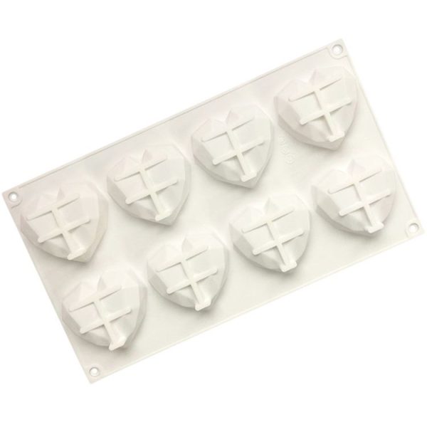 8 Grids Two Rows Heart Chocolate Mould DIY Baking Cake Tools (White)