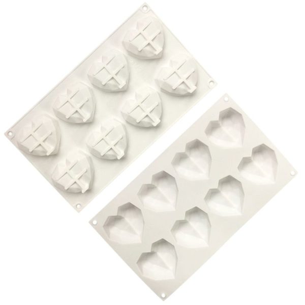 8 Grids Two Rows Heart Chocolate Mould DIY Baking Cake Tools (White) - Image 2