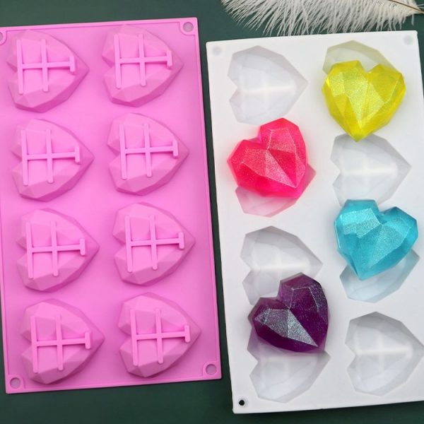 8 Grids Two Rows Heart Chocolate Mould DIY Baking Cake Tools (White) - Image 5