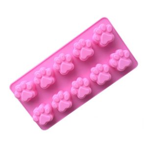 10 Grids Cartoon Kitten Claw Bear Paw Silicone Soap Molds DIY Chocolate Baking Mould (Pink)