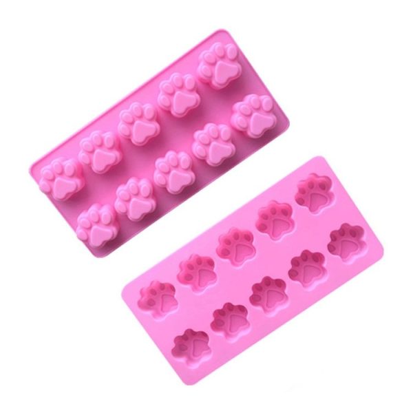 10 Grids Cartoon Kitten Claw Bear Paw Silicone Soap Molds DIY Chocolate Baking Mould (Pink) - Image 2
