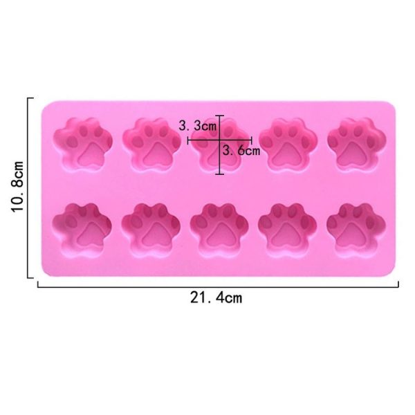 10 Grids Cartoon Kitten Claw Bear Paw Silicone Soap Molds DIY Chocolate Baking Mould (Pink) - Image 3
