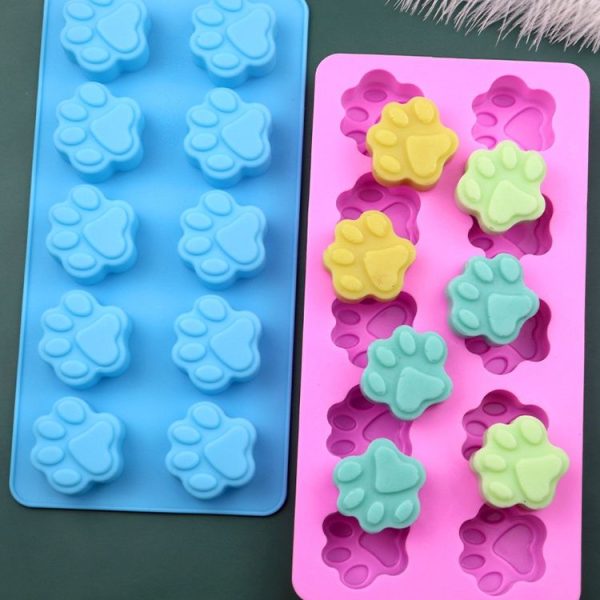 10 Grids Cartoon Kitten Claw Bear Paw Silicone Soap Molds DIY Chocolate Baking Mould (Pink) - Image 4