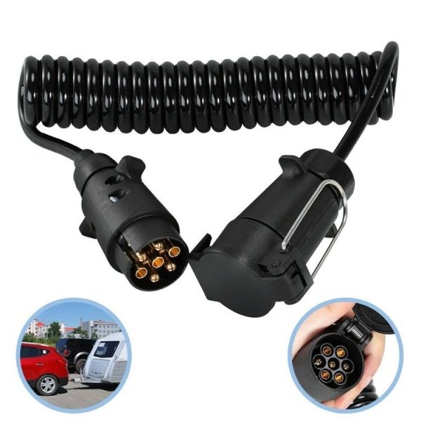 7 Core To 7 Pin Car Trailer Connector With 2m PU Spring Wire (1122)