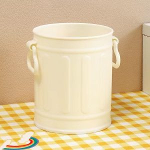 Large-capacity Student Desktop Organizer Pen Container Girls Makeup Brush Storage Bucket (White)