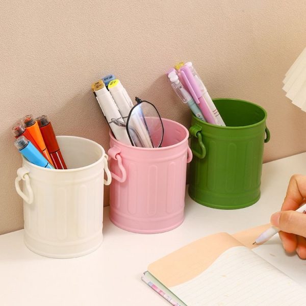 Large-capacity Student Desktop Organizer Pen Container Girls Makeup Brush Storage Bucket (White) - Image 6