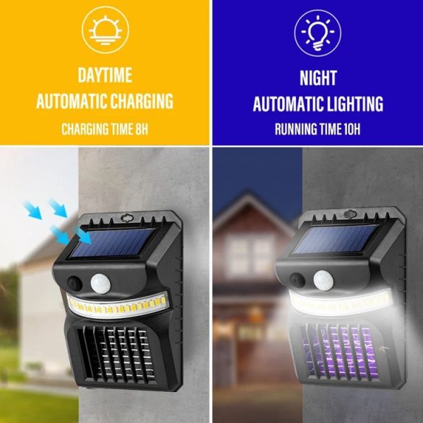 E-SMARTER W792 LED Solar Wall Light With Purple Light Mosquito Control Function Human Intelligent Sensor Outdoor Garden Lamp, Specification: White Light - Image 3
