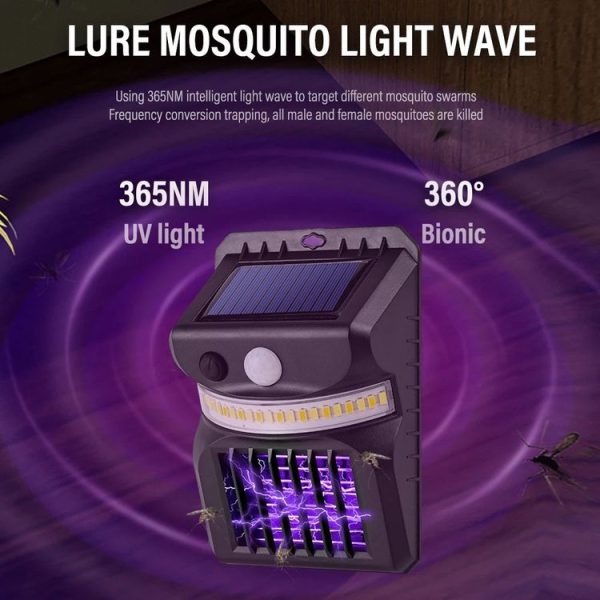 E-SMARTER W792 LED Solar Wall Light With Purple Light Mosquito Control Function Human Intelligent Sensor Outdoor Garden Lamp, Specification: White Light - Image 4