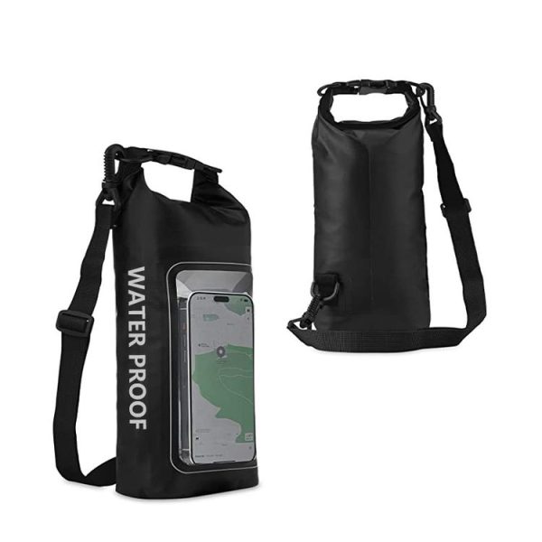 2 In 1 Outdoor Cycling Crossbody Phone Bag PVC Swimming IPX6 Waterproof Bag, Size: 2L (Black)