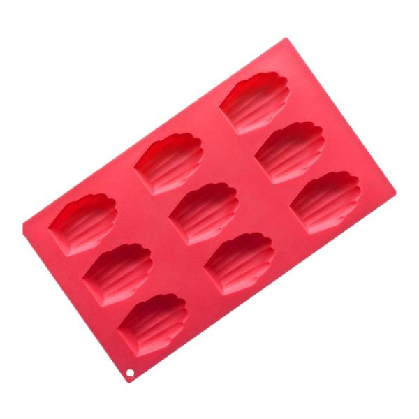 9 Grids Shells Silicone Baking Molds DIY Handmade Soap Mould (Red)