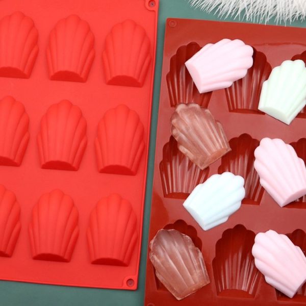 9 Grids Shells Silicone Baking Molds DIY Handmade Soap Mould (Red) - Image 4