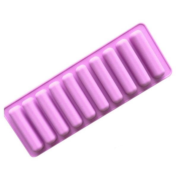 10 Grids Long Silicone Cookie Molds DIY Baking Chocolate Mould (Purple)