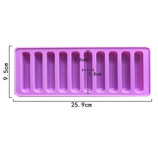 10 Grids Long Silicone Cookie Molds DIY Baking Chocolate Mould (Purple) - Image 3
