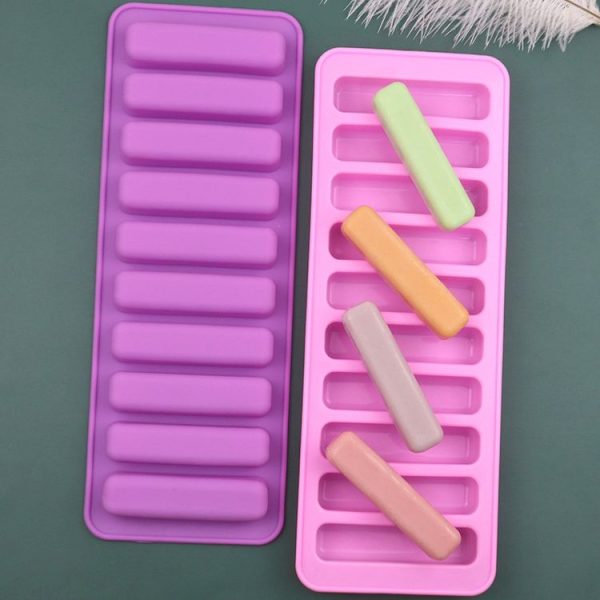 10 Grids Long Silicone Cookie Molds DIY Baking Chocolate Mould (Purple) - Image 4