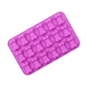 18 Grids Dog Bone Silicone Baking Cake Molds DIY Fire Paint Wax Mould (Purple)