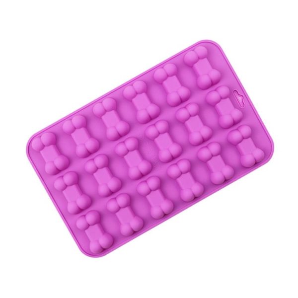 18 Grids Dog Bone Silicone Baking Cake Molds DIY Fire Paint Wax Mould (Purple)