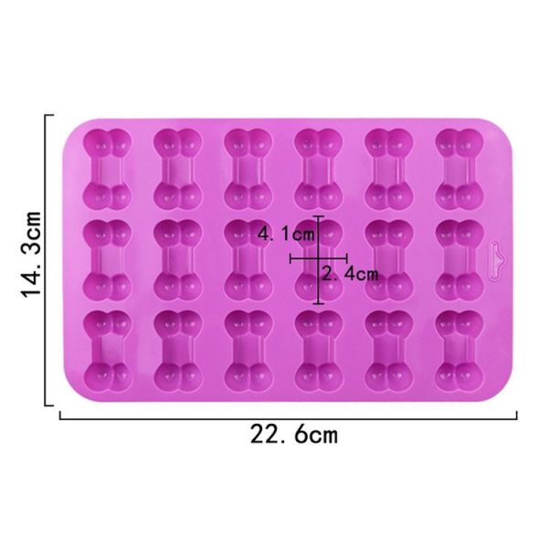 18 Grids Dog Bone Silicone Baking Cake Molds DIY Fire Paint Wax Mould (Purple) - Image 3