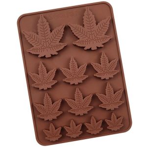 12 Grids Maple Leaf Silicone Baking Cookie Molds DIY Fire Paint Wax Mould (Chocolate Color)