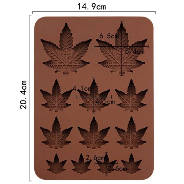 12 Grids Maple Leaf Silicone Baking Cookie Molds DIY Fire Paint Wax Mould (Chocolate Color) - Image 3