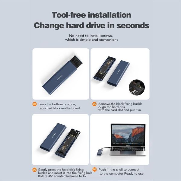 Blueendless M2815SN M.2 Dual Protocol Type-C 3.1 Mobile Hard Disk Box Laptop External SSD (Silver) - Image 11