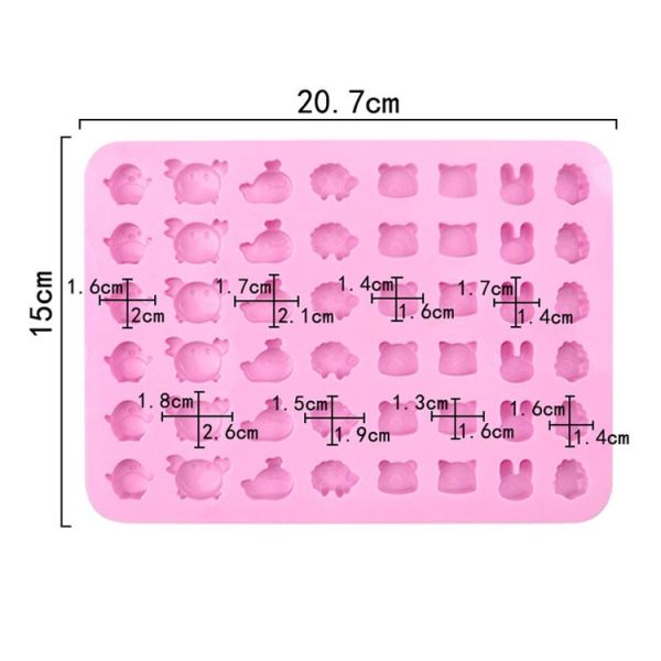 48 Grids Cute Animal Fondant Molds DIY Fire Paint Wax Mould (Pink) - Image 3