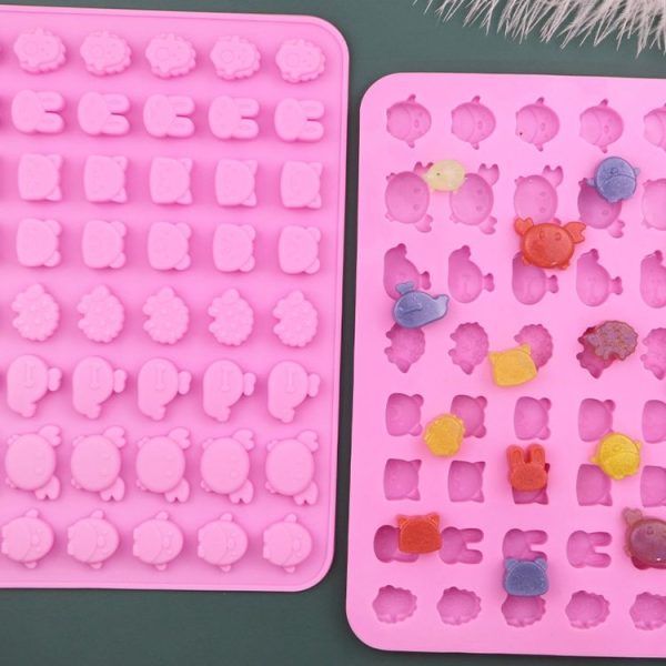 48 Grids Cute Animal Fondant Molds DIY Fire Paint Wax Mould (Pink) - Image 4
