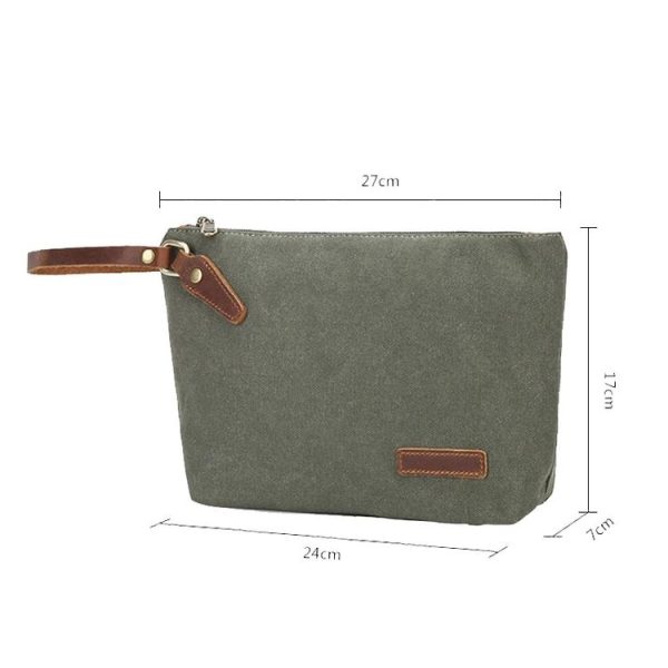 Portable Canvas Bag Large Capacity Washing Bag Cosmetics Storage Bag (Khaki) - Image 6