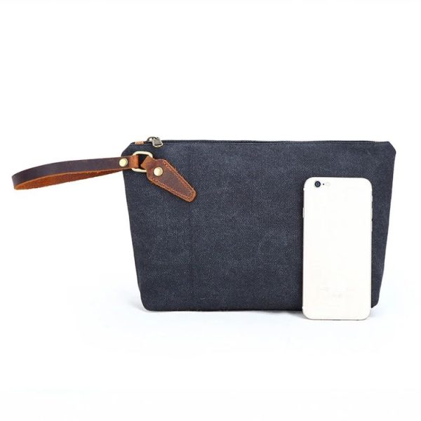 Portable Canvas Bag Large Capacity Washing Bag Cosmetics Storage Bag (Khaki) - Image 7