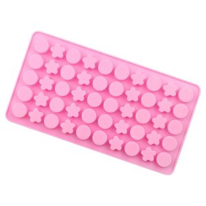 50 Grids Round Pentagram Chocolate Fondant Drip Cookie Molds DIY Jelly Pudding Mould (Pink)