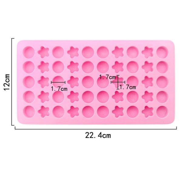 50 Grids Round Pentagram Chocolate Fondant Drip Cookie Molds DIY Jelly Pudding Mould (Pink) - Image 3
