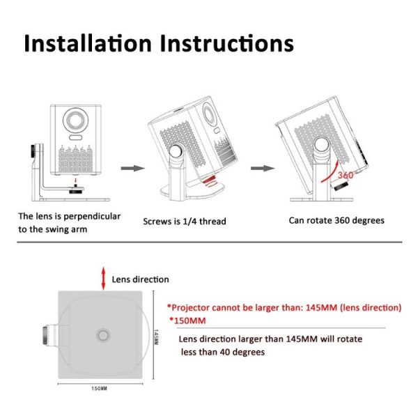 Projector 360 Degree Rotating Bracket Projection Flip Stand (White) - Image 8