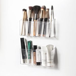 3-Compartment Clear Plastic Organizers Wall-Mounted Cosmetic Storage Box