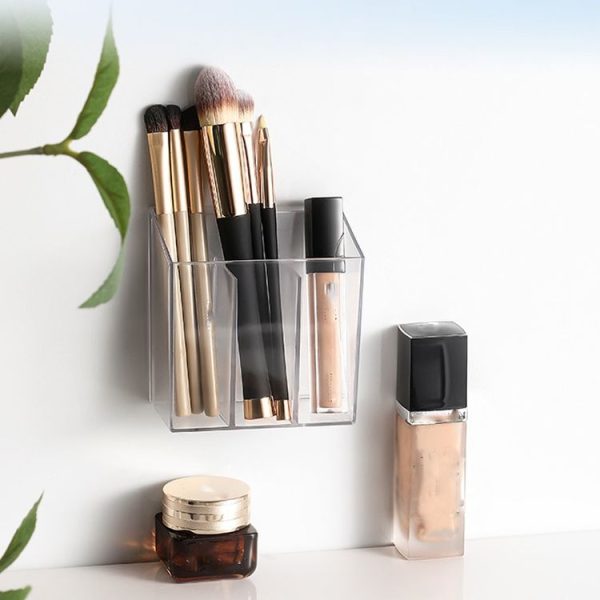 3-Compartment Clear Plastic Organizers Wall-Mounted Cosmetic Storage Box - Image 4