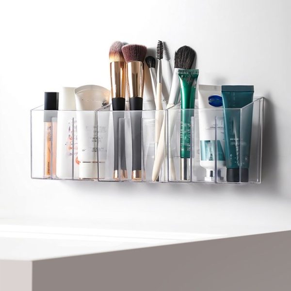 3-Compartment Clear Plastic Organizers Wall-Mounted Cosmetic Storage Box - Image 5