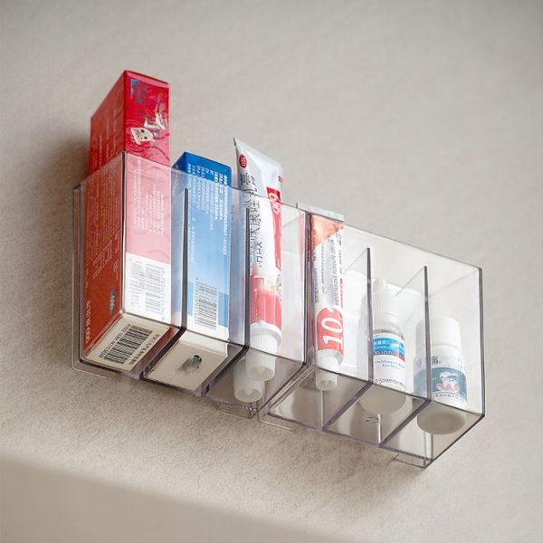 3-Compartment Clear Plastic Organizers Wall-Mounted Cosmetic Storage Box - Image 6