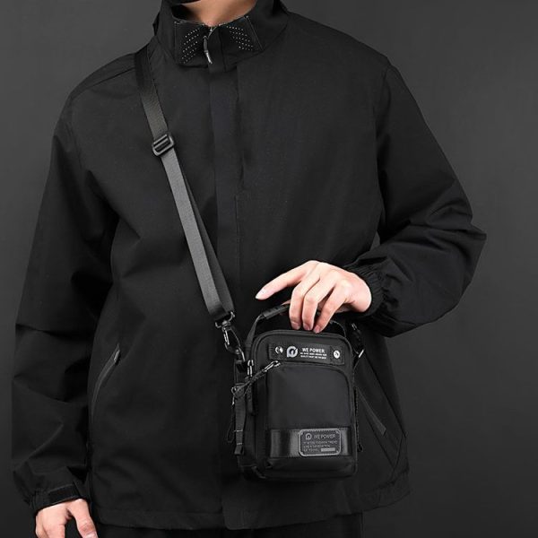WEPOWER Men Shoulder Bag Waterproof Outdoor Multi-Functional Waist Bag Casual Versatile Crossbody Bag (Black) - Image 2